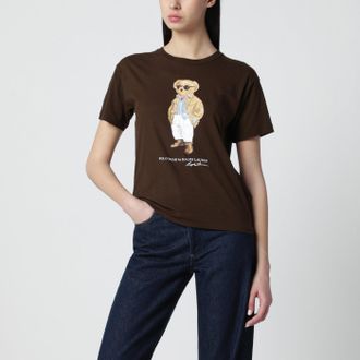 Polo Ralph Lauren T-shirt Polo Bear in jersey di cotone marrone