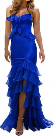 Sherri Hill Slinky Stretch Gown In Royal