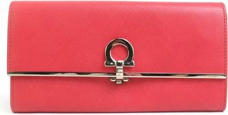 Ferragamo Leather Metal Long Wallet (Bi-Fold) (Pre-Owned)