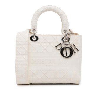 Dior Pre-owned Womens Lady Top Handle Micro Bag - Ivory Textile - One Size