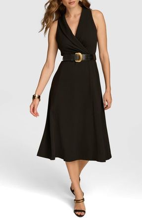 DKNY Sleeveless Belted A-Line Dress in Black at Nordstrom, Size 14