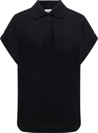 Saint Laurent Cotton Blend Polo Shirt With Logo-Donna