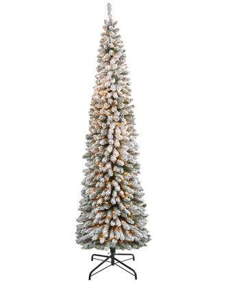 Nearly Natural 8Ft Flocked Pencil Artificial Christmas Tree