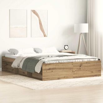 Berkfield Home Bed Frame without Mattress Artisan Oak 120x190cm Small Double Engineered Wood in Brown