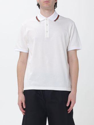 Gucci Polo a maniche corte in cotone con dettaglio Web e profili a contrasto