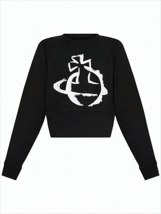 Vivienne Westwood Long-Sleeved Cropped Sweatshirt With Bold Abstract Graphic