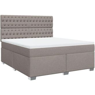 vidaXL Cama Box Spring Con Colch&oacute;n Tela Gris Taupe 180x200 Cm Vidaxl