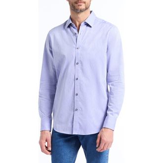 Robert Graham Miramar Cotton Button-Up Shirt in Lilac at Nordstrom, Size Xxx-Large