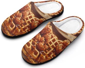 Generic Waffles Golden Chicken Womens Cotton Slipper Comfortable Cozy Plush Slippers Anti-Skid Indoor House Closed Toe Shoes