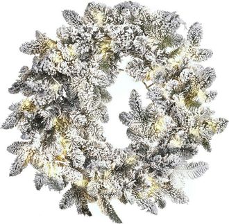 Beliani Corona De Navidad Blanco Material Sint&eacute;tico Led 70 Cm Accesorio Interior Sundo