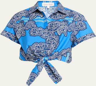 Cara Cara Asbury Tie-Front Cotton Button-Front Top