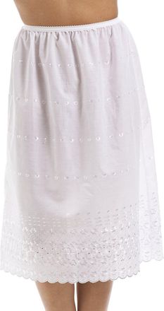 Camille Womens Classic White Embroidered 26 Half Length Lace Trim Under Skirt Slip 18/20