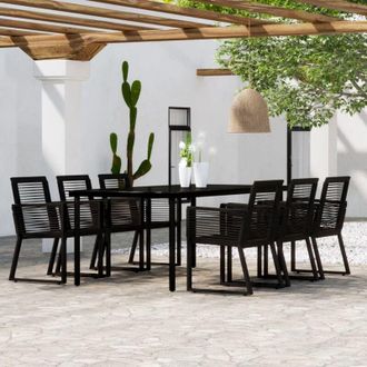 vidaXL Juego De Comedor De Jard&iacute;n 7 Piezas Negro Vidaxl