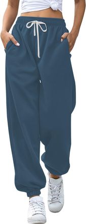 Generic Joggers for Women UK Elastic Waist Drawstring Jogging Bottoms High Waisted Yoga Sweatpants Stretch Lounge Baggy Trousers with Pockets for Gym Fitness 