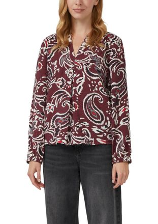 s.Oliver Langarmbluse S.OLIVER, Damen, Gr. 34, schwarz merlot aop, Web, Obermaterial: 84% Viskose, 16% Polyamid, bedruckt, bequem h&uuml;ftbedeckend, V-Ausschnitt, 