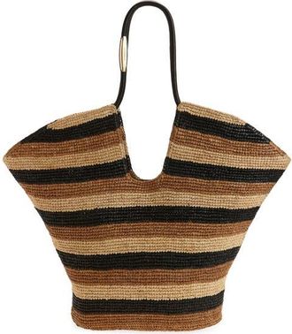 Zimmermann Large Goldentime Stripe Raffia Tote in Black Stripes at Nordstrom