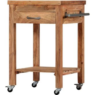 vidaXL Carrello da Cucina 58x58x89 cm in Legno Massello di Acacia vidaXL
