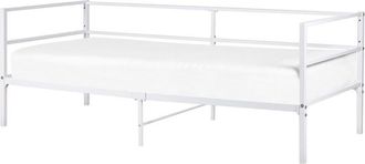 Beliani Letto moderno industriale in metallo eu misura singola 90 x 200 cm a doghe incorporate 3ft bianco Battut