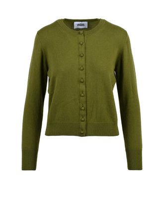 Alpha Studio Pistachio Green Round Neck Wool Cardigan