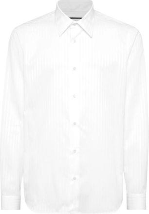 Philipp Plein Shirt Sugar Daddy Cut - Heren - Zakelijke Overhemden - Wit - 3XL - Katoen - Overhemden