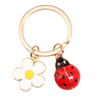 Generic Cute Animal Keychain Colorful Flower Ladybird Key Ring Lady Beetle Enamel Key Chains For Women Men DIY Handmade Jewelry Gifts Daily wear