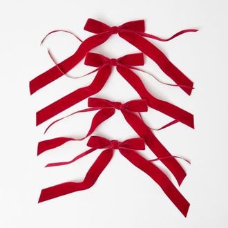 Mrs. Alice Velvet Bows (Set of 4) - 20cm in Red at Nordstrom
