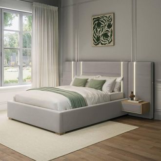 X Rocker Amelia Ottoman Hotel Bed with App-Controlled LED Lights & Bedsides in Grey | Size: Double