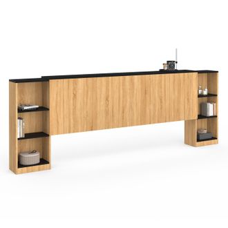 IDMarket Cabecero Extensible Catba Con Almacenamiento Deslizante Para Camas De 140 Y 160 Cm De Madera Y Negras