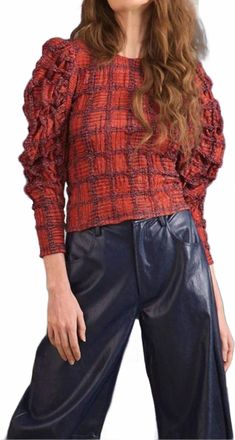 Hunter Bell Natalie Long Sleeve Top In Terracotta