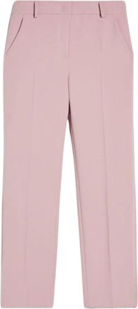 Max Mara Stretch Viscose Cropped Broek - Dames - Vrijetijds broeken - Roze - 3XS - Leer - Broeken