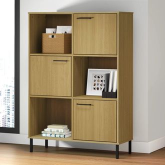 vidaXL Vidaxl - Librer&iacute;a Patas De Metal Oslo Madera Maciza Marr&oacute;n 90x35x128,5cm