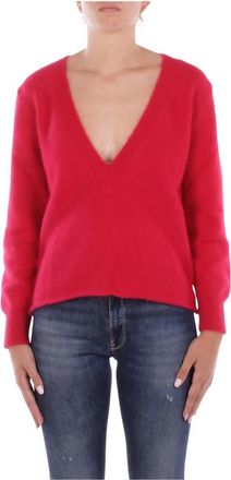 SOLOTRE V-hals Truien - Dames - V-hals truien - Rood - M - Wol - Truien & Vesten