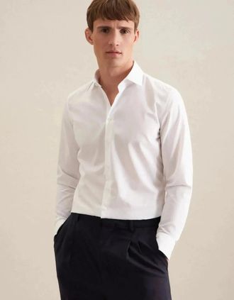 Seidensticker Seidensticker Mens Slim Fit No Iron Kent Collar Business Shirt White - Size: 38/Regular
