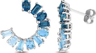 Mimi & Max Multi-Gem Curved Stud Earrings Sterling Silver