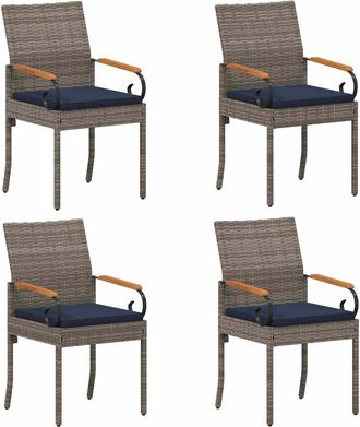 vidaXL Sillas De Jard&iacute;n 4 Uds. Gris Y Azul Marino Polirat&aacute;n Y Acacia Vidaxl