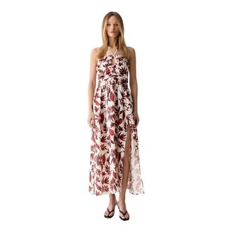 Vicolo Floral Ruched Dress - Dames - Maxi kleedjes - Veelkleurig - M - Linnen - Kleedjes