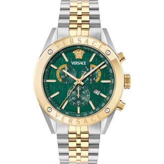 Versace Athletic Chronograph Bracelet Watch, 44mm in Green/Two Tone at Nordstrom
