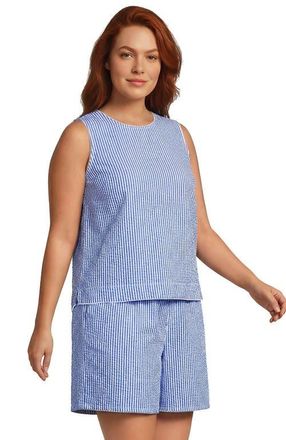 Lands End Seersucker Matchback Shell in Clear Blue/white Stripe at Nordstrom, Size 3X