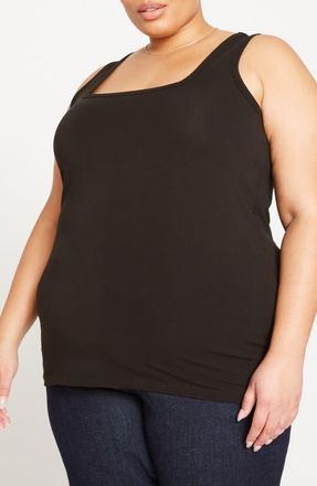 Universal Standard Square Neck Stretch Cotton Tank in Black at Nordstrom, Size 4Xl