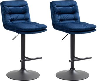 Clp Clp - Set De 2 Taburetes De Bar Damar En Terciopelo Azul Negro