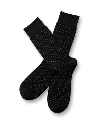CHARLES TYRWHITT Micro Dash Socks - Black & White Size 10.5-13 by Charles Tyrwhitt