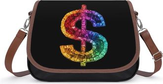 Generic Rainbow Dollar Sign Small Womens Crossbody Bags Shoulder Handbag with Adjustable Strap for Travel