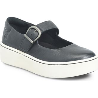 B&oslash;rn Mira Mary Jane Platform Sneaker in Black Leather at Nordstrom, Size 9.5