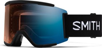Smith Squad XL Large Fit ChromaPop Low Bridge Snow Goggles in Black /Photochromic Blue at Nordstrom