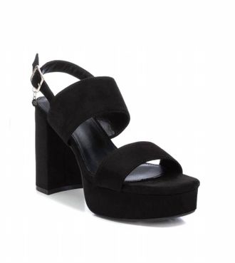 Xti Womens Heeled Suede Sandals In Black