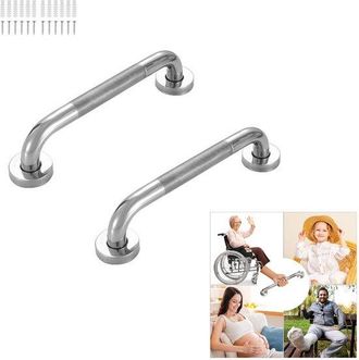 OEM Soporte 2 Piezas, Barandilla Antideslizante Acero Inoxidable, Barandilla Antideslizante Acanalada, Longitud: 30 Cm, Di&aacute;metro: 2,5 Cm, Plateado