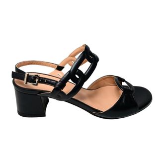 Pollini Schoenen, Dames, Zwart, 37 1/2 EU, Leer, sandali Nappa