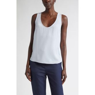 St. John Silk Crepe Shell in Blue Lagoon at Nordstrom, Size X-Large