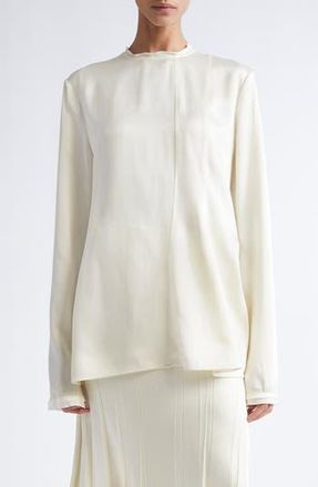 Jil Sander Long Sleeve Reversed Satin Top in Cornsilk at Nordstrom Rack, Size 6 Us / 36 Eu