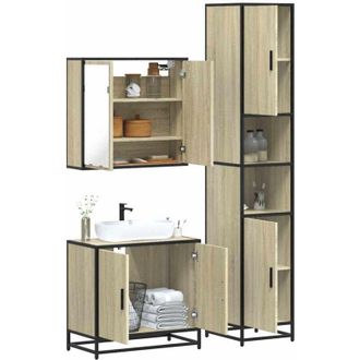 vidaXL Vidaxl - Set De Muebles De Ba&ntilde;o 3 Pzas Madera Contrachapada Roble Sonoma